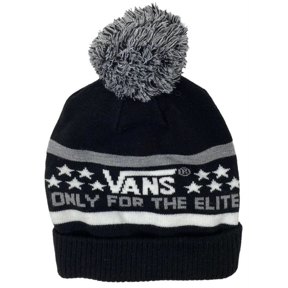 Vans Off The Wall Men's Elite Pom Cuff Beanie - Black - Picture 1 of 2